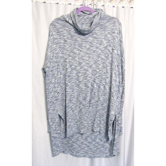 Cafe Marrakesh Womens 2x Space Dye Rib Turtle Neck Sweater Colors Blue, white - Picture 1 of 6